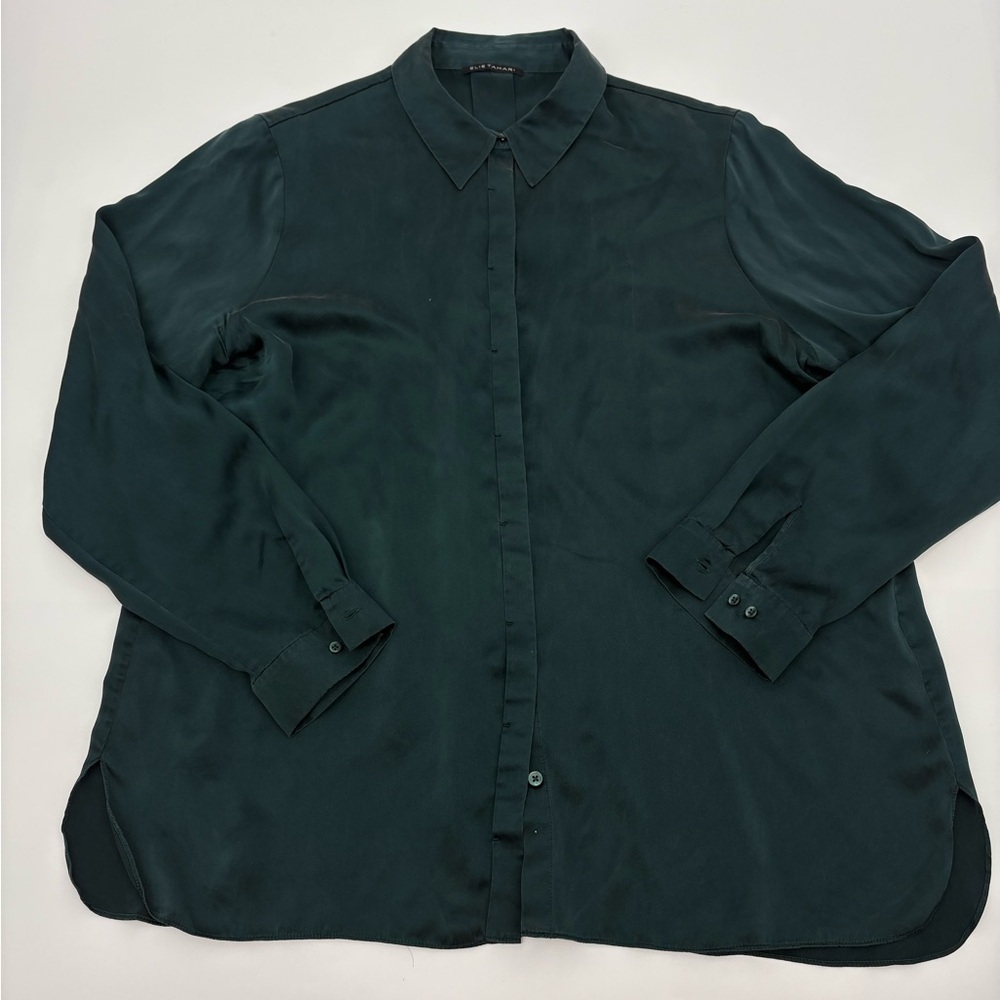 Elie Tahari | Safiya Silk Blouse in jade green | XL - Picture 2 of 8